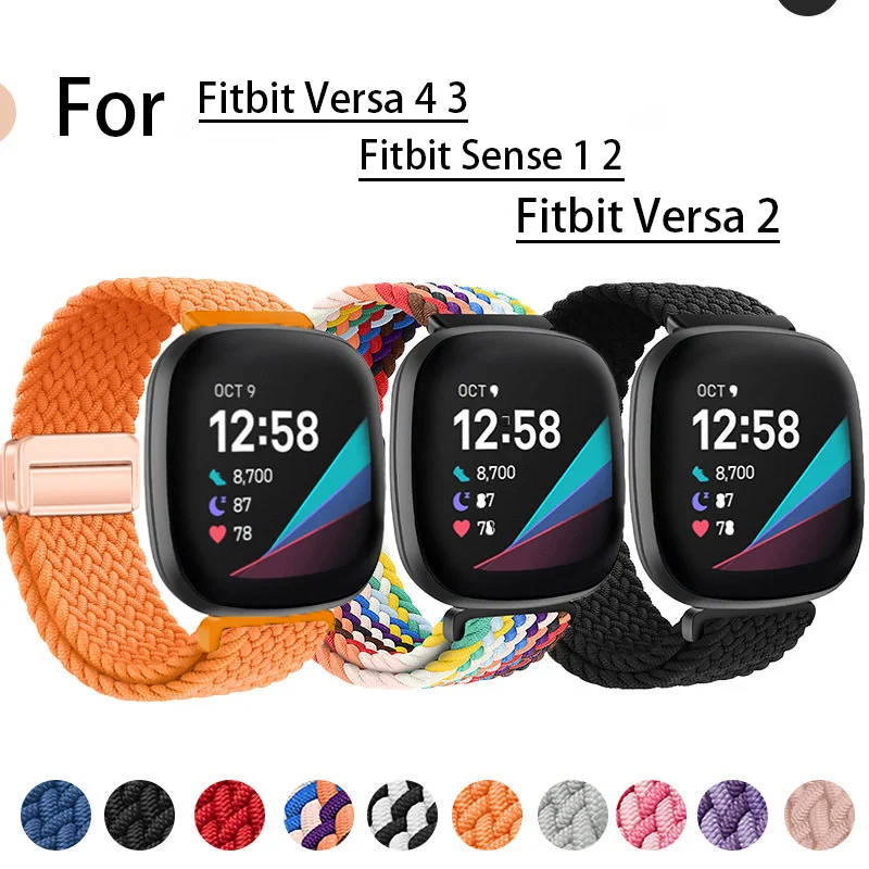 Pulseira de Nylon Magnética para Fitbit Versa 4 3 Sense 2 1, Correia Substituta para Fitbit Versa 2
