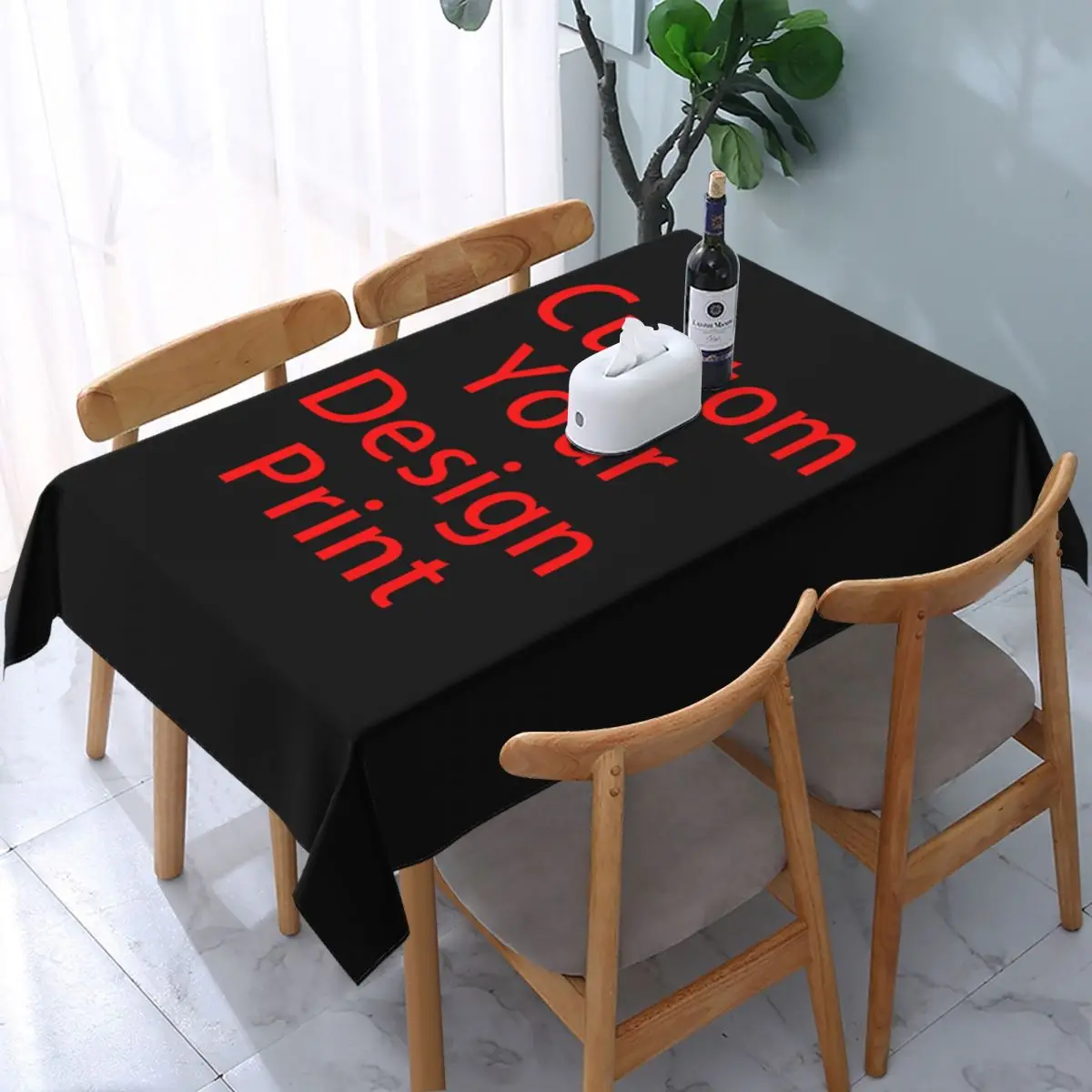 

Rectangular Fitted Custom Your Design Table Cloth Waterproof Tablecloth 40"-44" Table Cover Backed with Elastic Edge