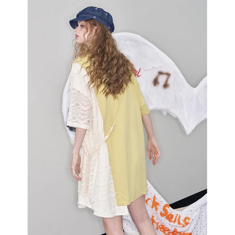 ELFSACK mignon dentelle graphique t-shirt conception tenue décontractée pour les femmes