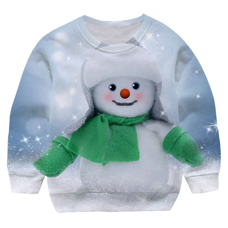 New style Santa Claus Sweatshirts Kids Anime Merry Christmas Costumes Hoodies winter  Long Sleeve Round neck Clothing 4-14 Year