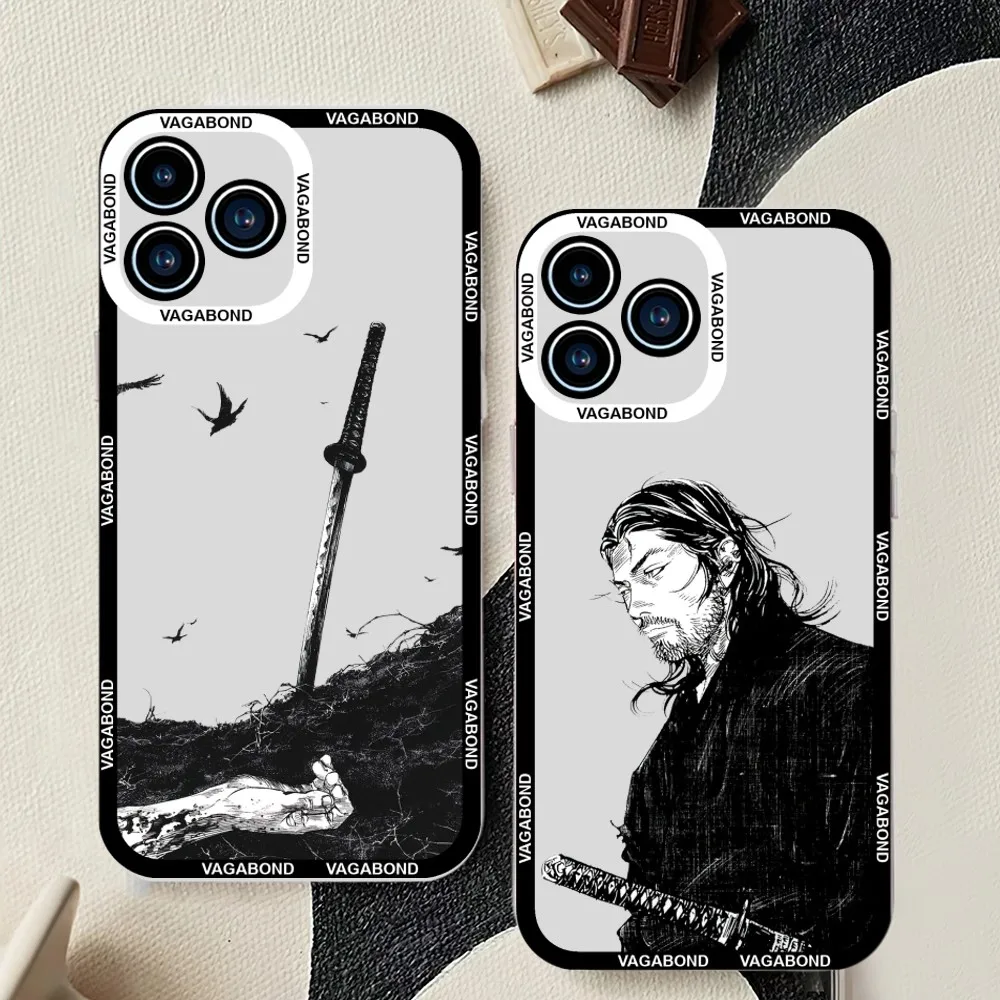 Vagabond Manga Phone Case For iPhone 11 12 Mini 13 14 Pro Max Transparent Shell