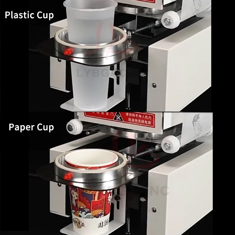 Electric Bubble  Film Wrapping 88mm 95mm Full Automatic Cup Sealer for Milk  Shop Plastic Paper Cup Sealing Machine