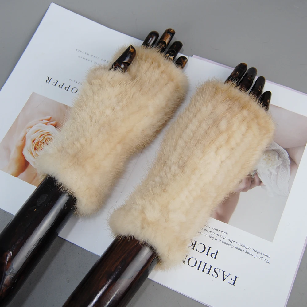 Women\'s Gloves Winter Natural Real Mink Fur Gloves Women Heated Warm Genuine Mink Fur Mittens Girl Fashion Real Mink Fur Gloves