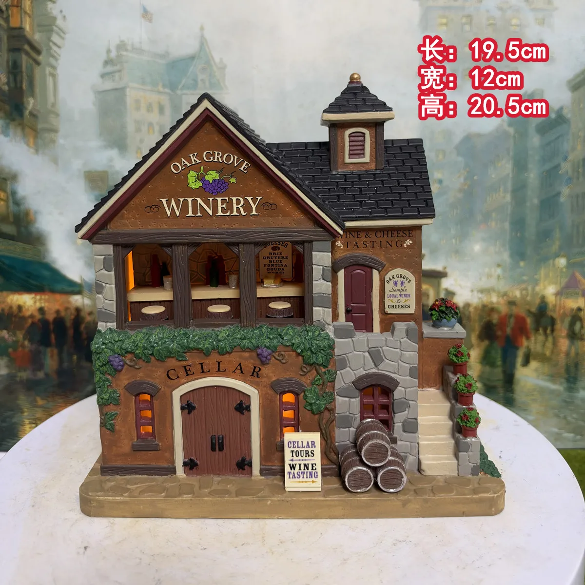 Lemax Oak Grove Winery Porcelain Miniature Ornament Vintage Wine Cellar Style Christmas Village Layout Home Desktop Decoration