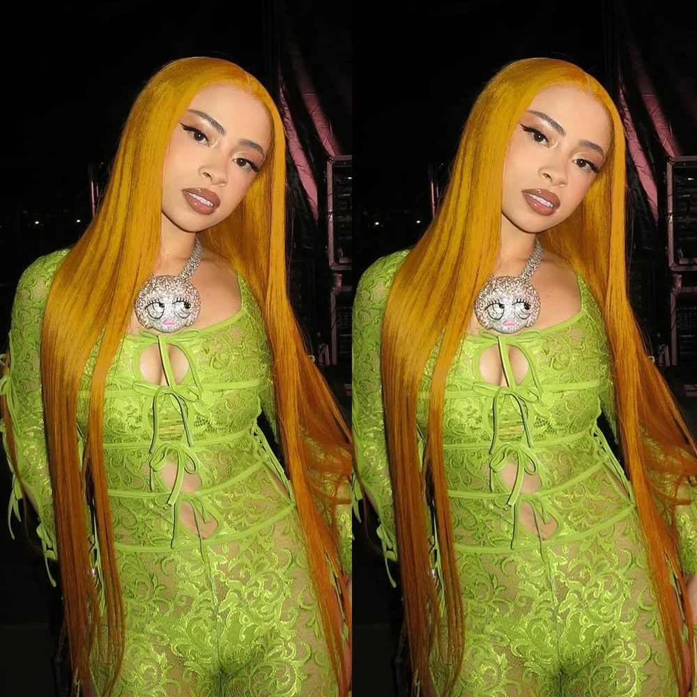 

30 Inch 210 Density Yellow Straight Lace Front Wig Human Hair 13x6 Hd Transparent Lace Wig Brazilian Virgin Hai For Black Women