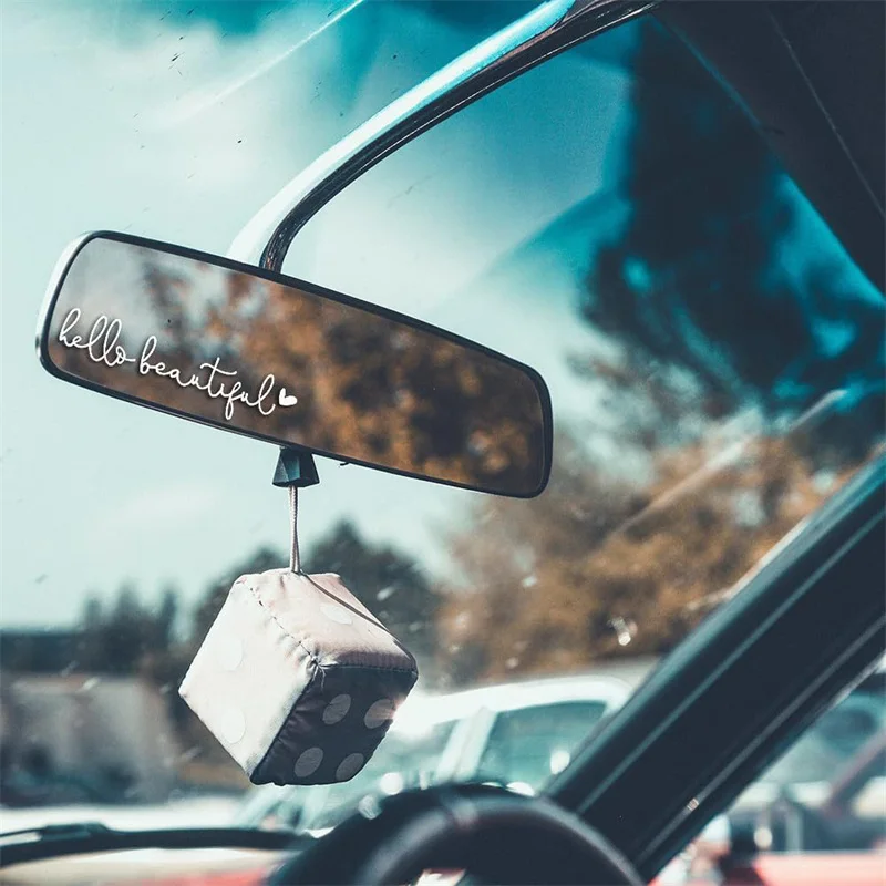Espelho retrovisor do carro decalque engraçado citações adesivos decoração interior decalques de vinil à prova dwaterproof água acessórios do carro presentes