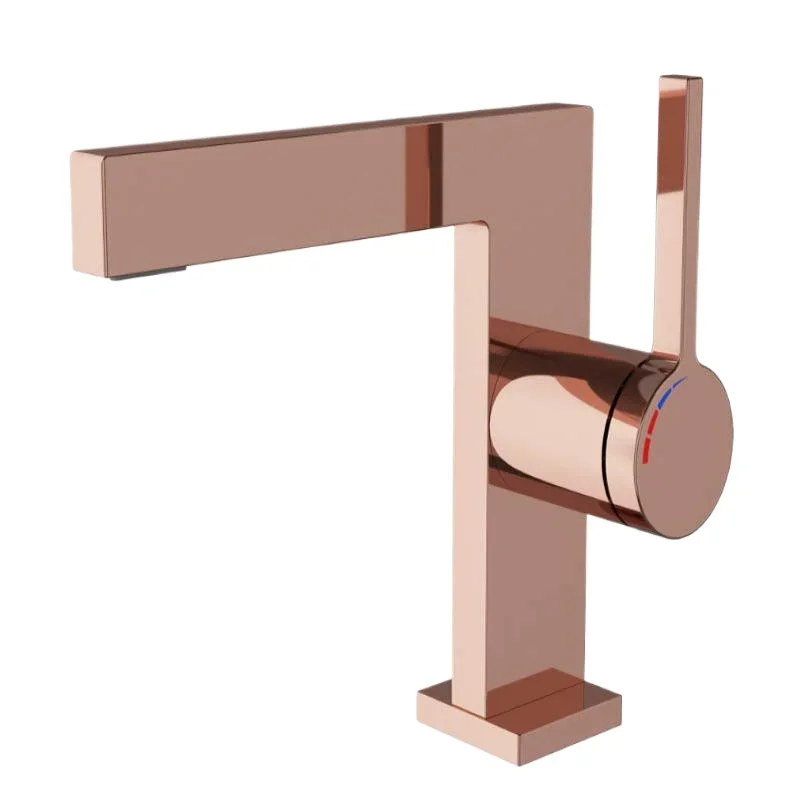 Full copper rose gold wash basin faucet square basin faucet
