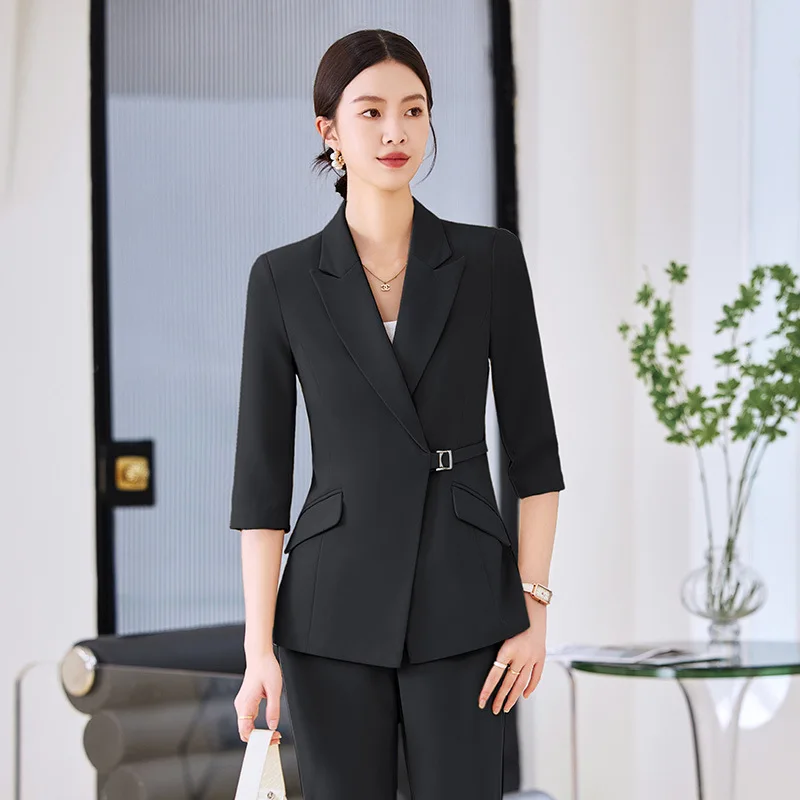 Trendy Three-Quarter Sleeve Blazer Suit for Women, Spring/Summer Thin Style, Petite, High-End Formal Suit Jacket