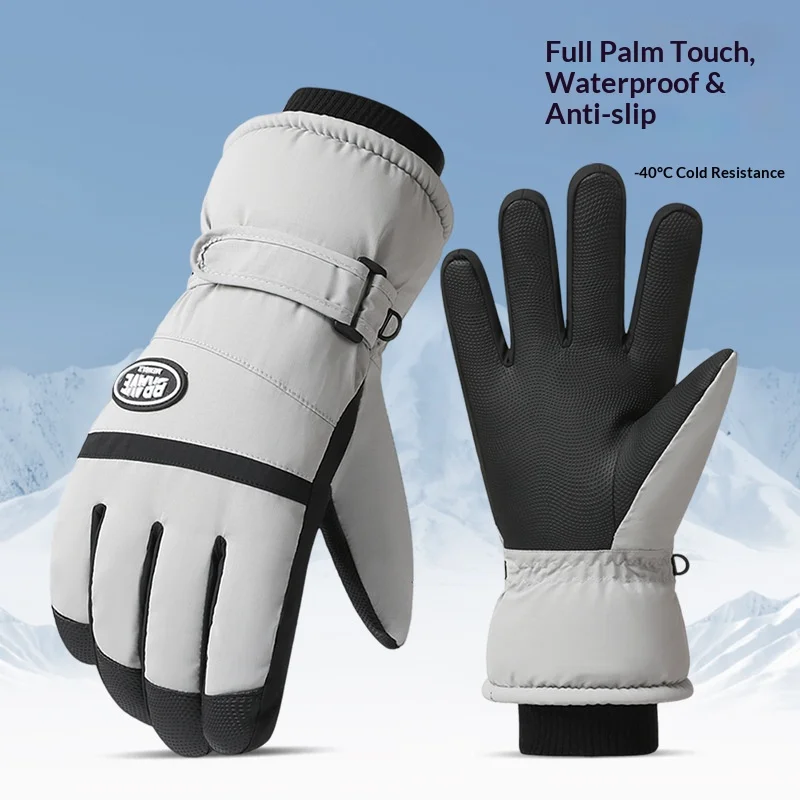 Motorcycle Autumn Winter Warm Gloves Touch Screen Outdoor Sports Cycling Snow Play Waterproof Full Palm Ski Snowboard Gloves