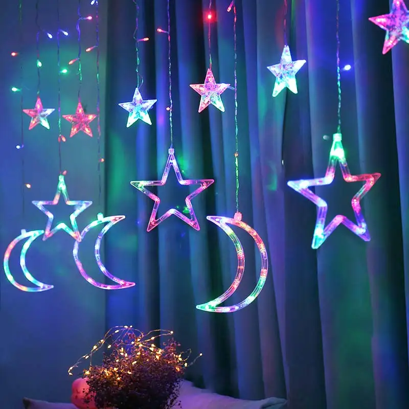 220V LED String Lights Flashing Fairy Curtain Lights Waterproof Star Moon Lamp 2M 3.5M Christmas Garland Holiday Party Decor