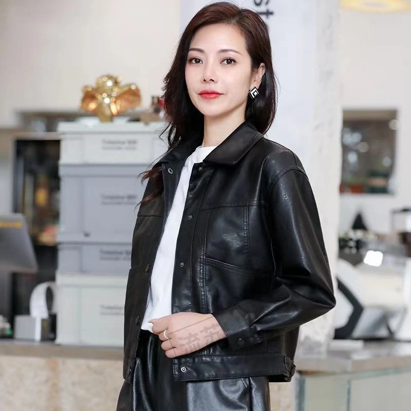 

​Premium PU Leather Jacket Women's Short Winter Thickened Fluffy Warm Stylish Trendy Hot Sale​