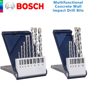 סט מקדחי השפעה מולטיפונקציונליים Bosch Original 5Pcs לבית, בטון, לבנים וקירות עם ידית משולשת 8Pcs Masonry