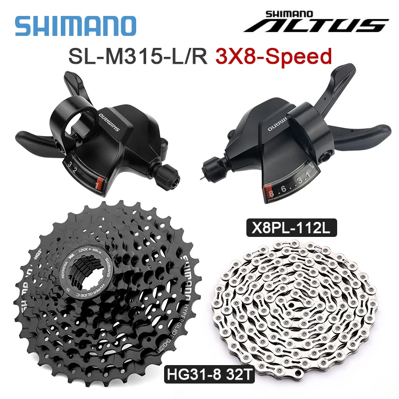 SHIMANO kit Acera Altus SL-M315 L/R 3X8 Velocidade Shifter M360 24S cassette HG31 32T/34T Chain HG40 KMC 112L 3x8S MTB Groupset