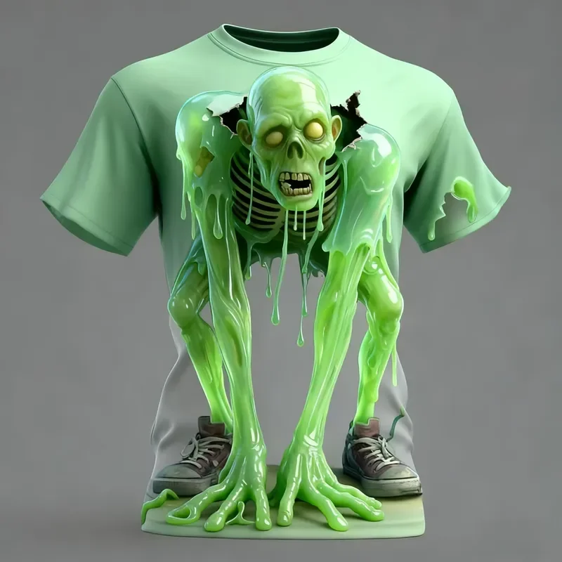 Men T Shirt 3D Print Horror Element Summer Large Size Comfortable Breathable Casual Top For Party Wear Fashion Streetwear