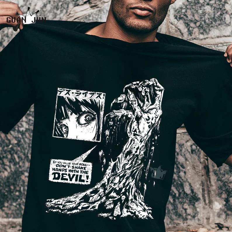 

Don't Shake Hands with The Devil T-shirt Men and Women Streetwear Harajuku 100% Cotton Summer Casual Short Sleeve Unisex Tops