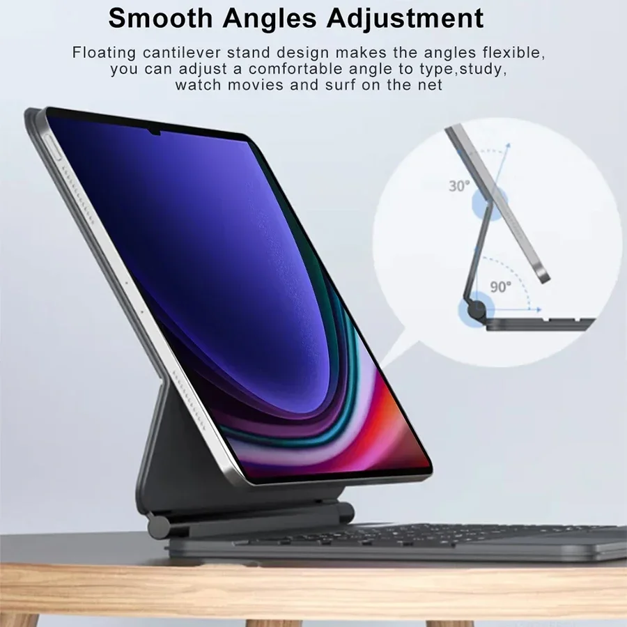 Backlight Magic Touchpad Keyboard Cover For Samsung Galaxy Tab S9 FE 10.9'',Magnetic Keyboard Case For Samsung Tab S7 S8 S9 11"