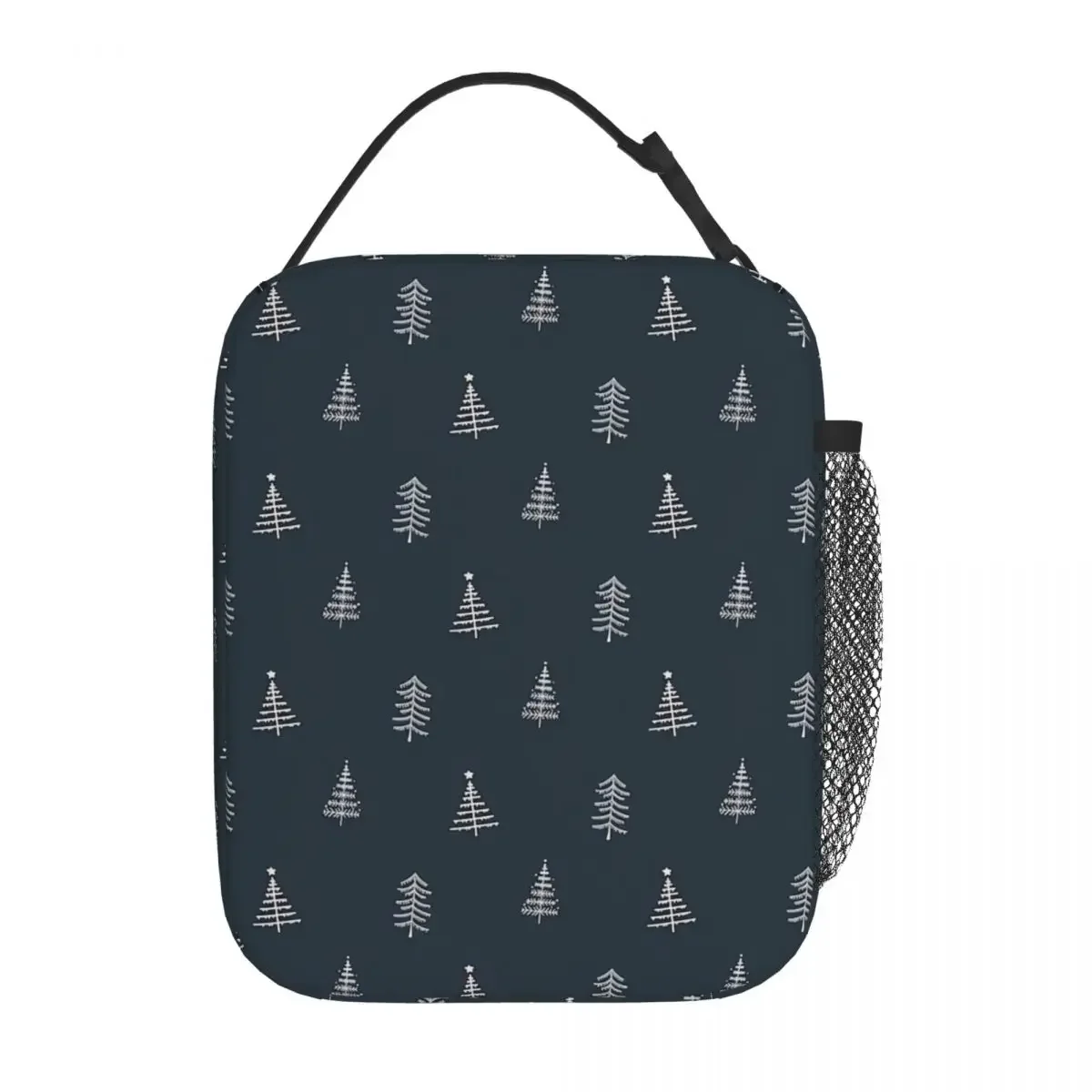 Christmas Gift Lunch Bag For Girls Pine Trees Print Lunch Box Leisure Picnic Cooler Bag Portable Insulated Oxford Tote Food Bags