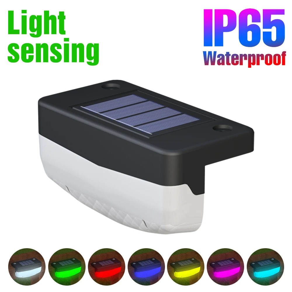 Led RGB Solar Light Step Lamp Outdoor Decor Stair Lights Garden Yard Waterproof Sunlight Solar Powered Landscape Lamps Portable