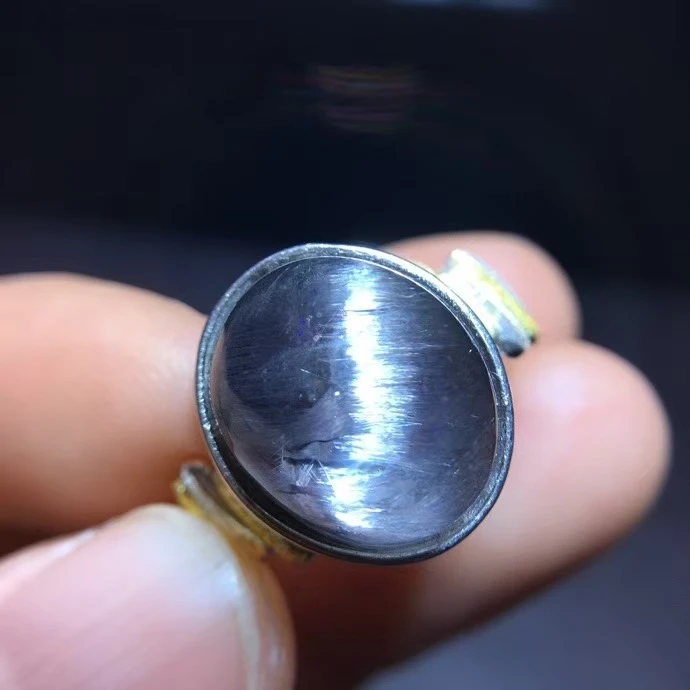 

Natural Brookite Platinum Rutilated Quartz Ring Oval 925 Sterling Silver 14.5/12.2mm Woman Men Water Drop Lucky AAAAA