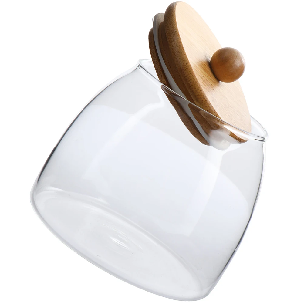 

Sealed Storage Jars Bamboo Lid Glass Containers Flour Sugar Holder Dry Transparent Bottle Airtight Container
