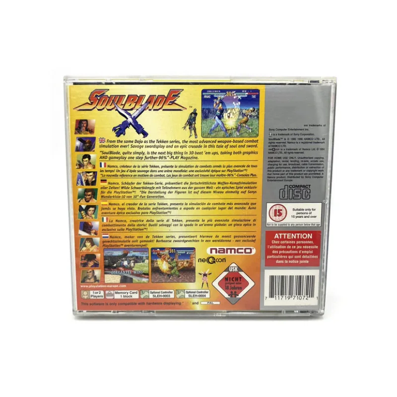 PS 1 soulblade PAL With Manual Copy Disc Game Black Bottom Unlock Console Station 1 Retro Optical Driver Video Game Part