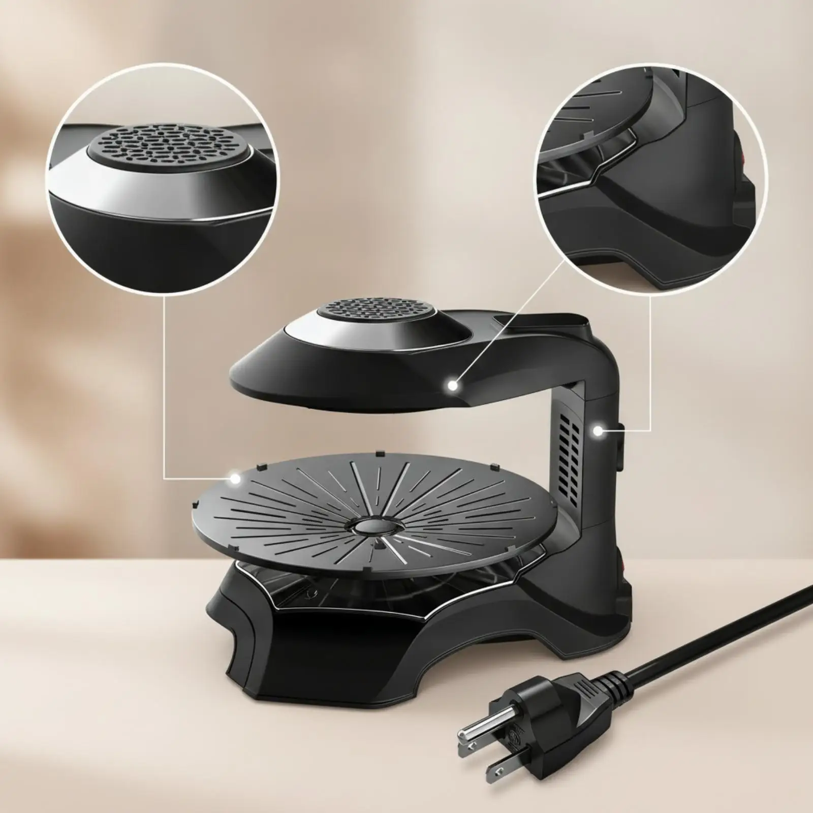 Swivel Infrared Grill Oven Electric Round Rotating Barbecue Tabletop Stove Compact Cooker for Indoor Grill Outdoor Portable BBQ