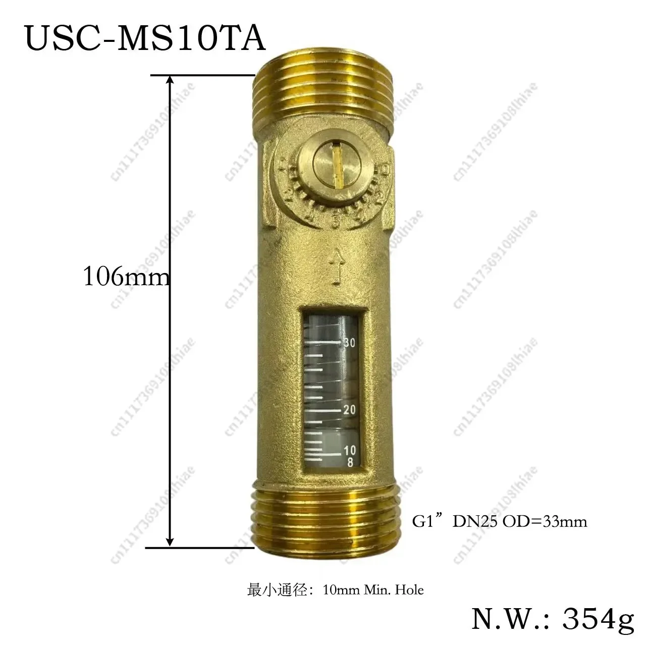 G1' Mechanical Flow Meter Direct Reading 8-30L/min USC-MS10TA Spring Flow Meter Brass Flow Reader Balancing Valve