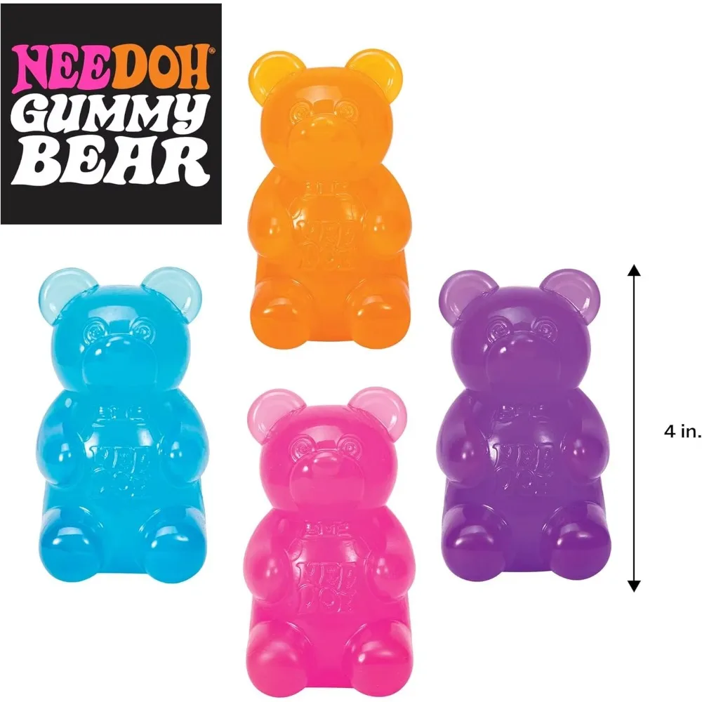 NeeDoh Gummy Bear Squishy Toy Soft Stress Relief Sensory Fidget Squeeze for Kids Adults Non-Toxic Anxiety Desk Fun