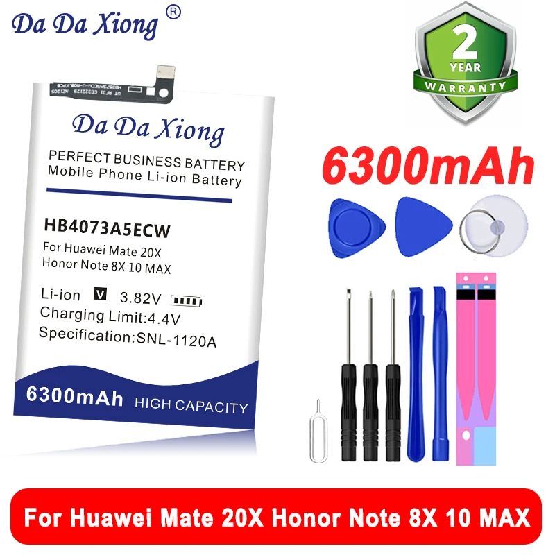 DaDaXiong New 3.82V 6300mAh HB4073A5ECW BatteryFor Huawei Mate 20X Honor Note 8X 10 MAX + Tool