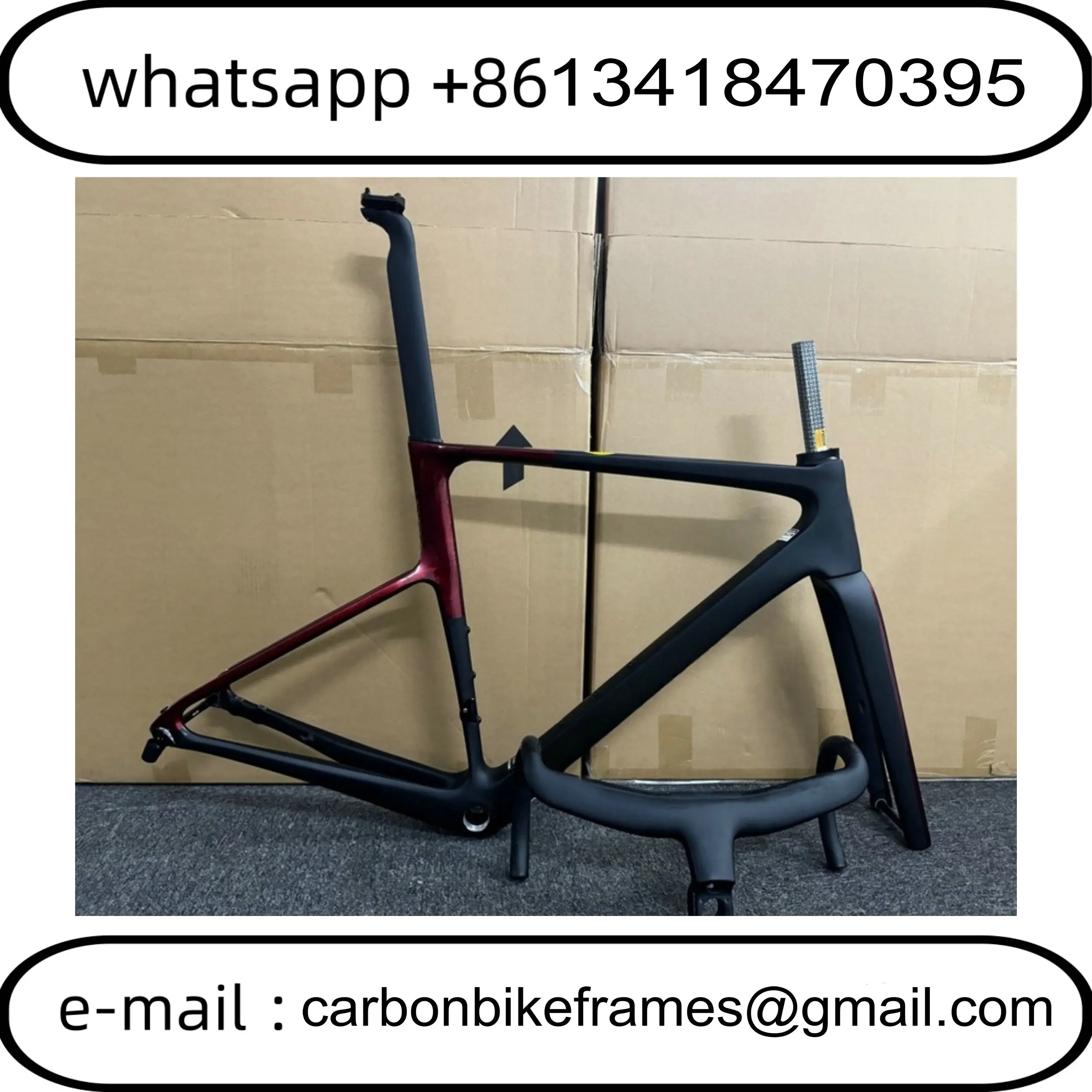

40 Colors EVO Road Carbon Fiber Frameset Bike Frames T1000 T47 Disc Brake Racing Bicycle Frameset+Handlebar Custom Logo Black