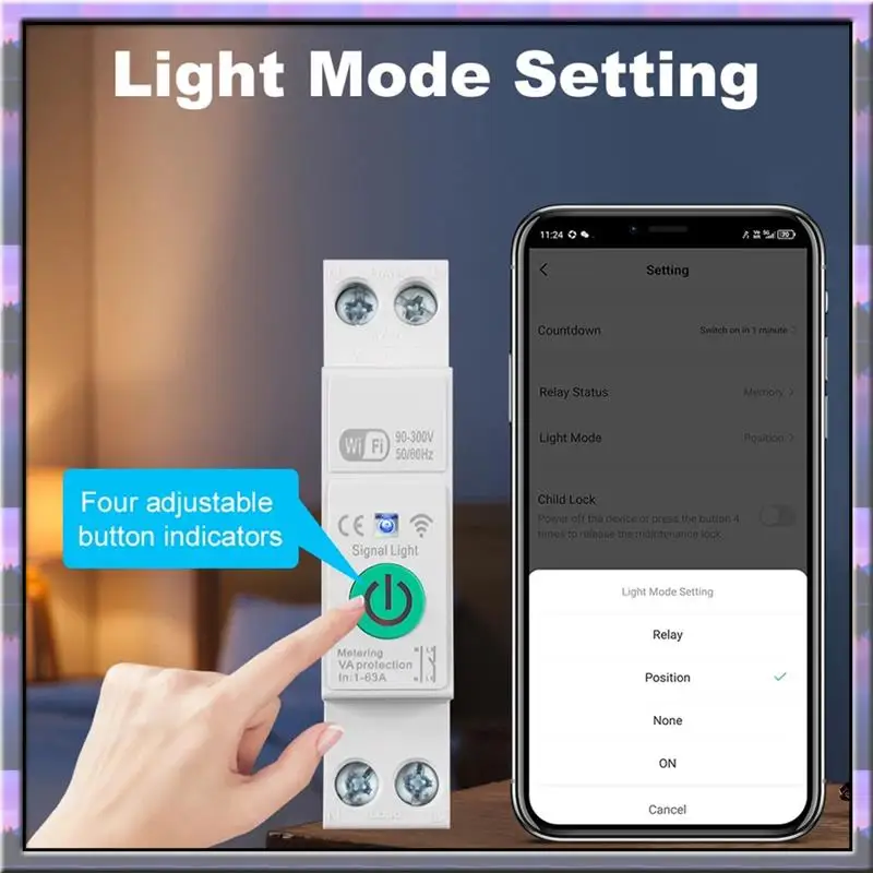 Hot Sale Wifi Smart Circuit Breaker Thermal Protection Circuit Breaker Timing Voice Mobile Phone Control 1-63A With Metering