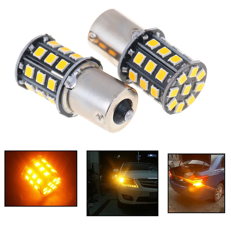 New 2Pcs 1156 BA15S 2835 33-SMD Yellow LED Bulbs Car Turn Signal Lamp Brake Lights