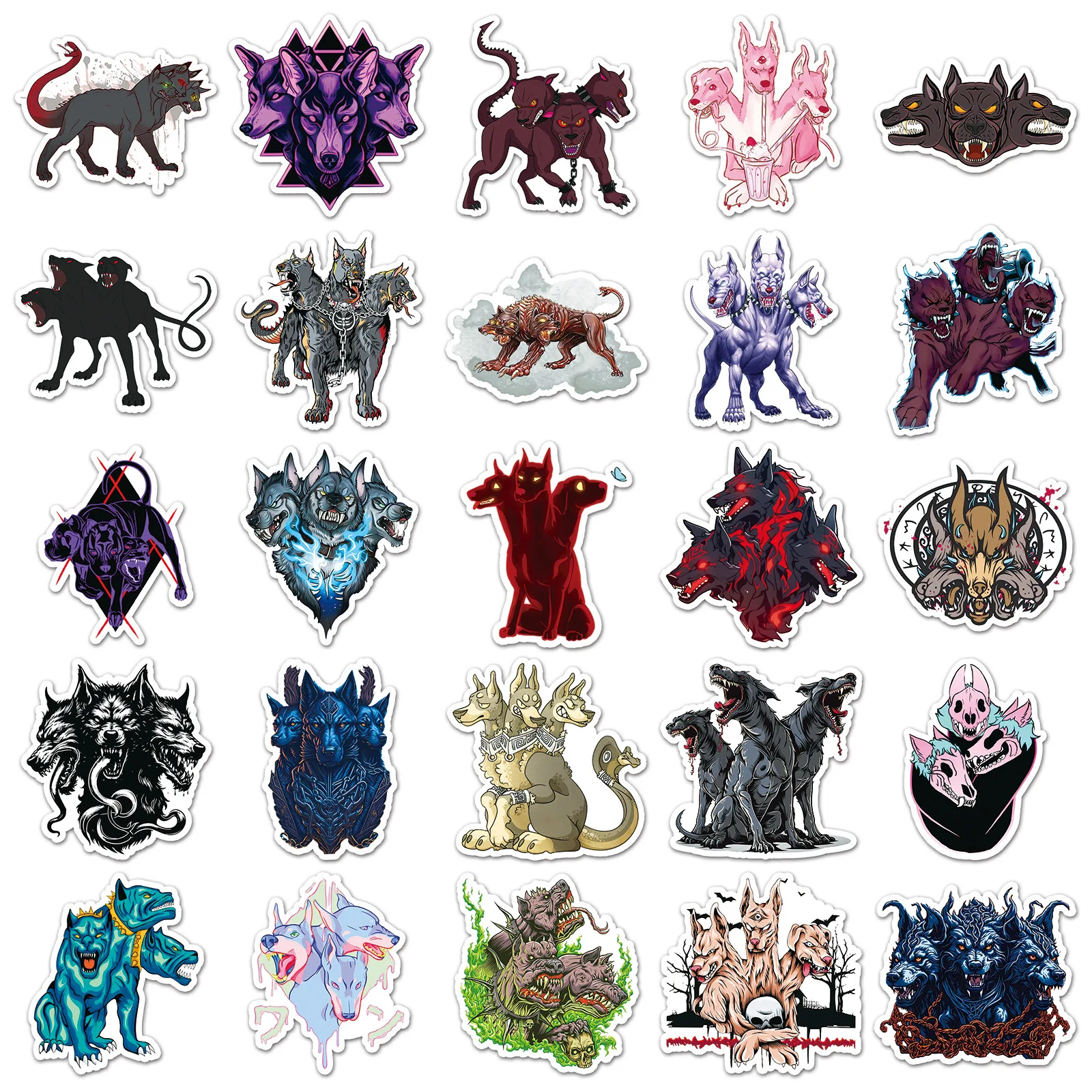 50Pcs Cool Cerberus Stickers Satan Evil Dog Diy Stickers Scrapbooking Phone Luggage Skateboard Waterproof Decals