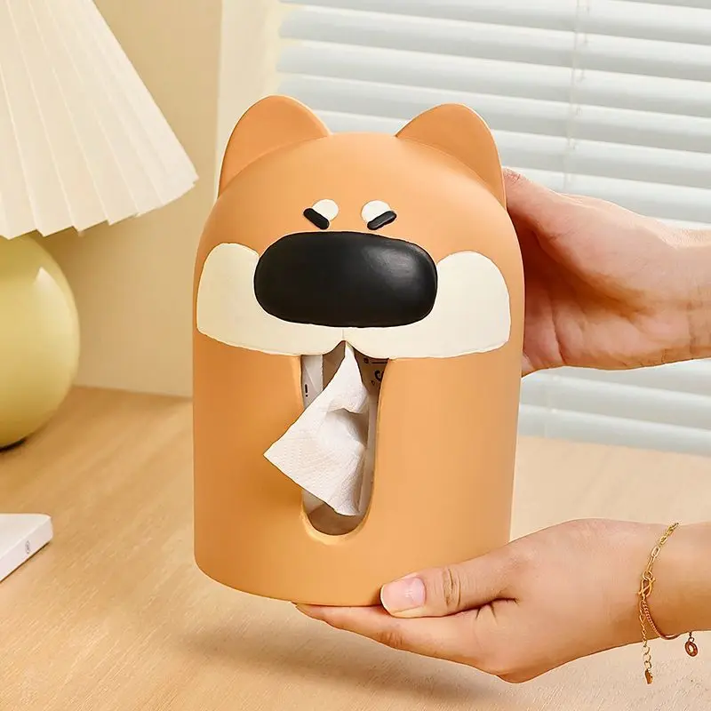 

Shiba Inu Tissue Box, Household Living Room Coffee Table Roll Paper Box, Cute Dog Smoking Paper Box Ceramic Ornament