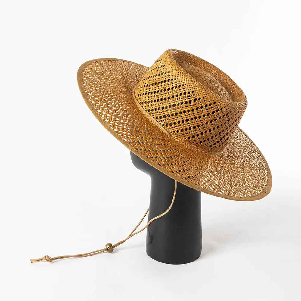 

USPOP Spring and summer new fashion hollow braid Straw hat with large brim and rope-tie Outdoor beach sun hat