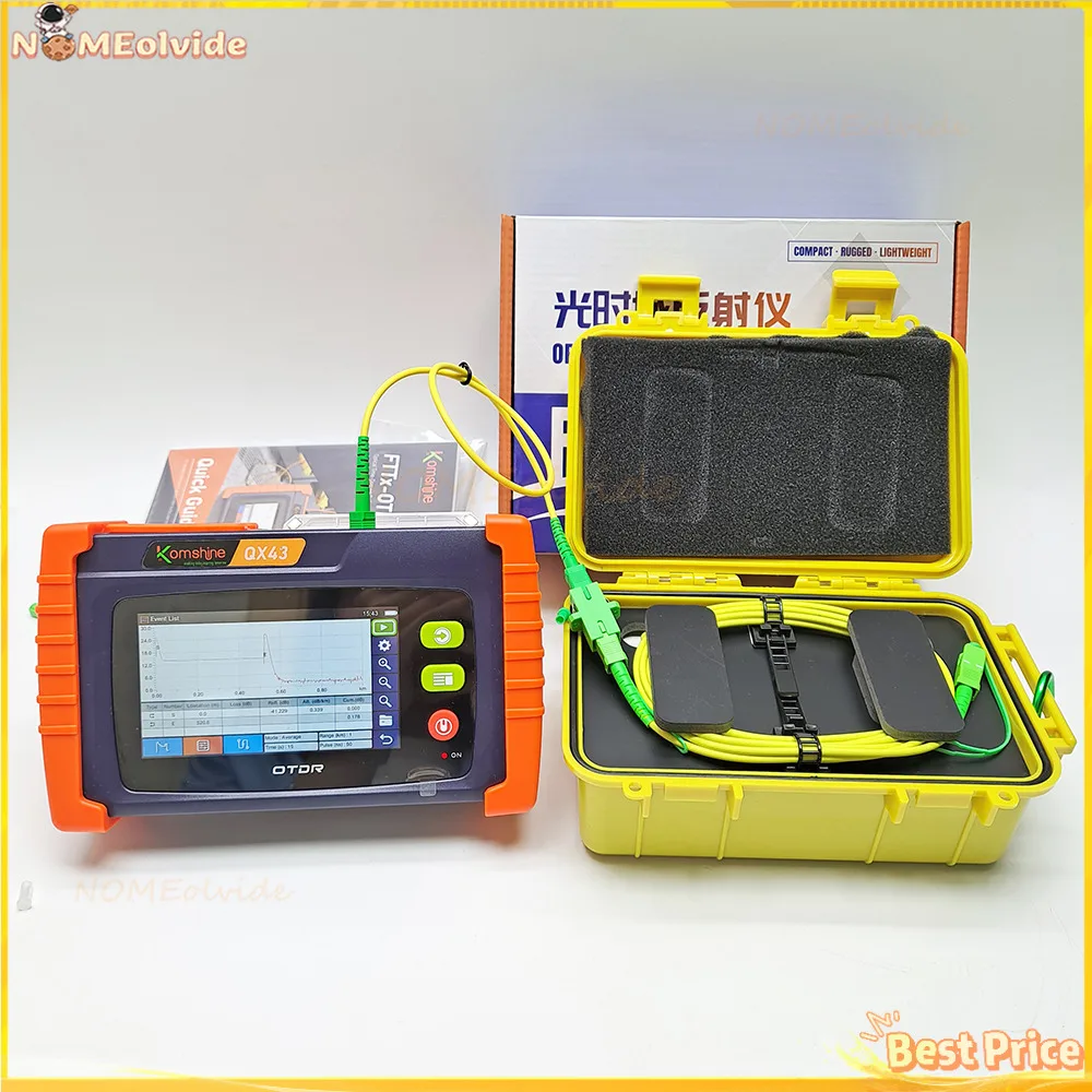 KOMSHINE QX43 FTTX SM/PON Touch Screen OTDR, Up To 9 Wavelengths, Built-In OPM, VFL, OLS & RJ45,optic lanuch cable box