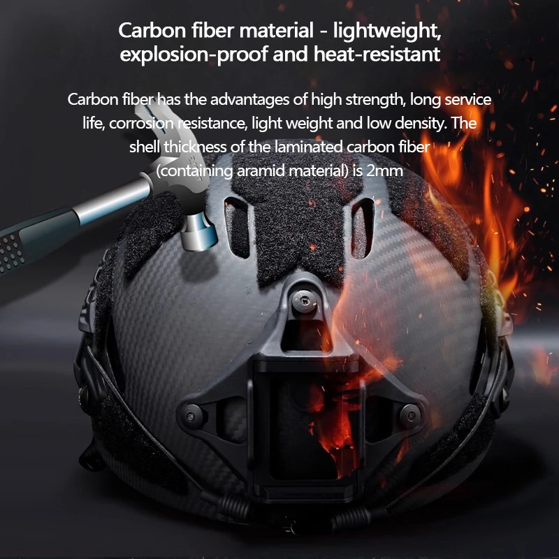 Carbon fiber tactical helmet, mountain climbing training, fire rescue, anti-collision safety helmet, anti-riot, lightweight