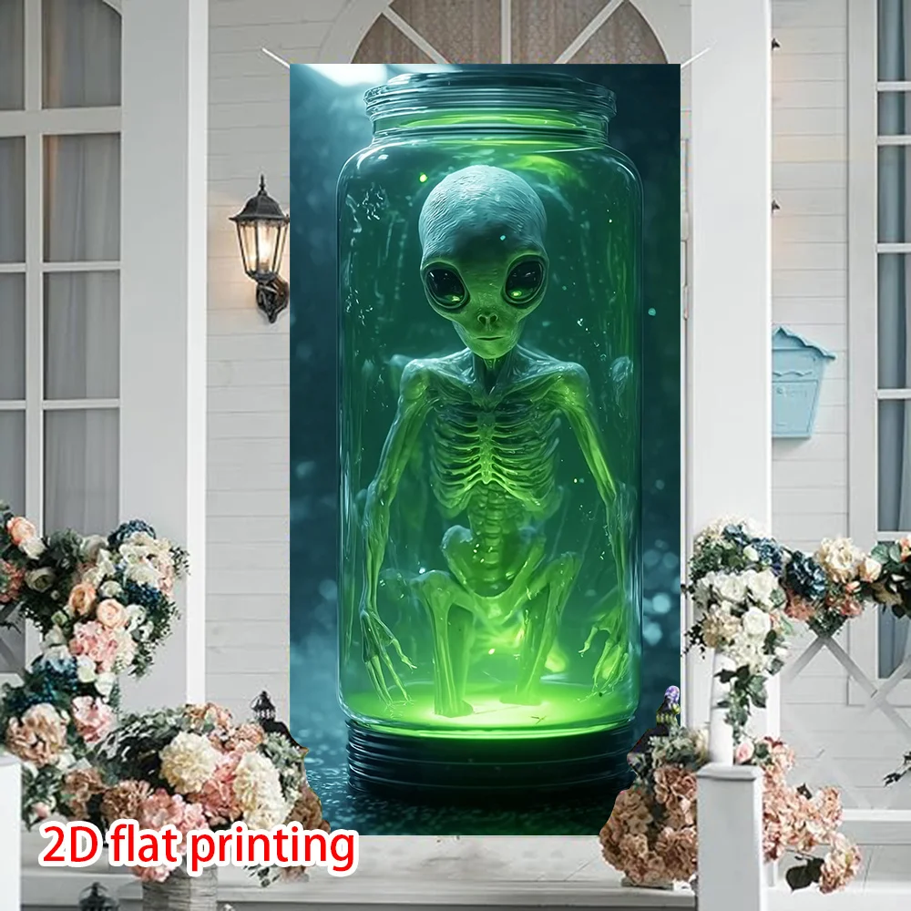 Ein 2D-Banner mit Alien-Motiven bedruckt. Geeignet für Wohnzimmer, Schlafzimmer und Aktivitäten im Innen- und Außenbereich. – Detail 8