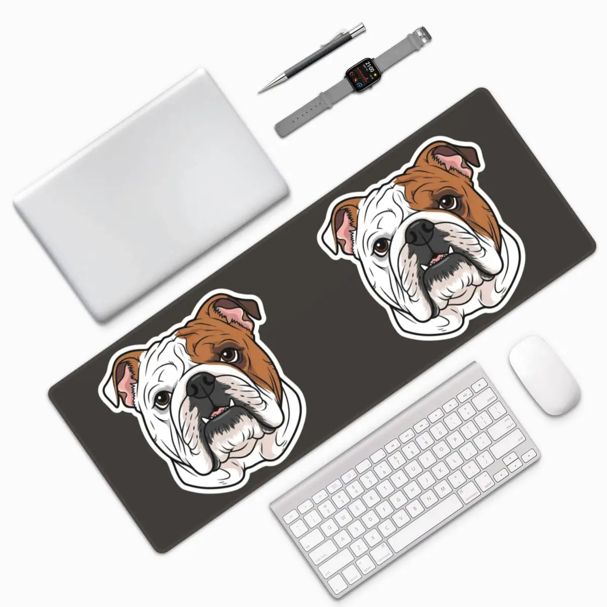 British English Bulldog Dog Face Nose Cute Large Mouse Pad Computer Keyboard Mouse Mat Gaming PC Laptop Desk Mat Table Mats