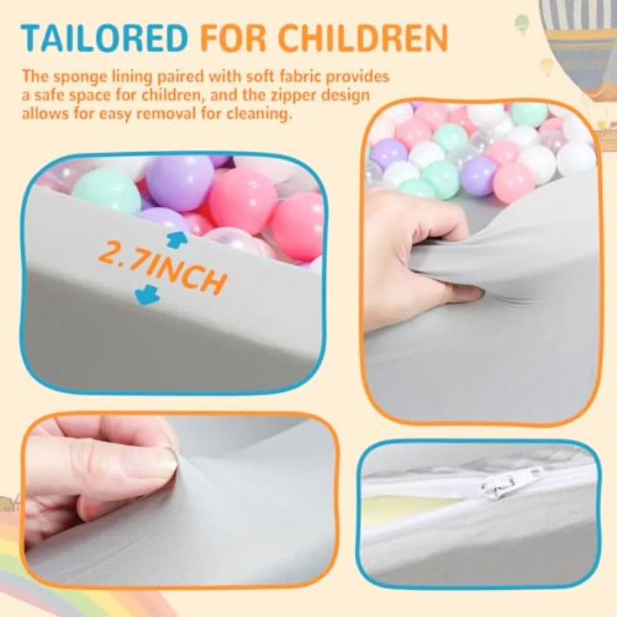 幼児用特厚長方形フォームボールピット 47 x 35 ソフトな屋内外兼用ベビーサークル（ボールなし）軽量で理想的なギフト