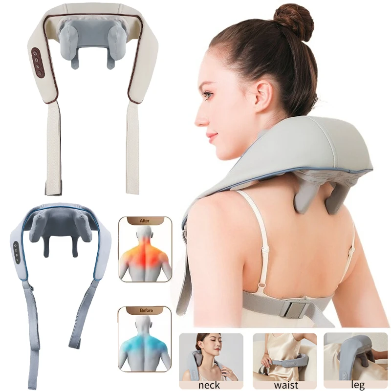 Hand pulled/shoulder strap wireless shoulder and neck trapezius massager, simulating a real person,hot compress,relieve fatigue