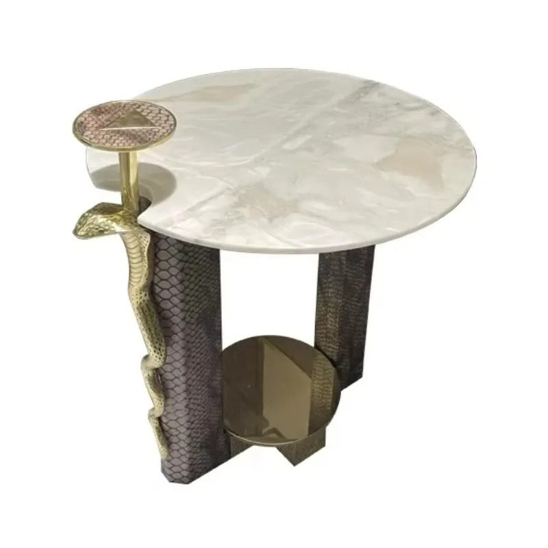 Brass copper serpentine table edge fittings, natural brass finish, modern design