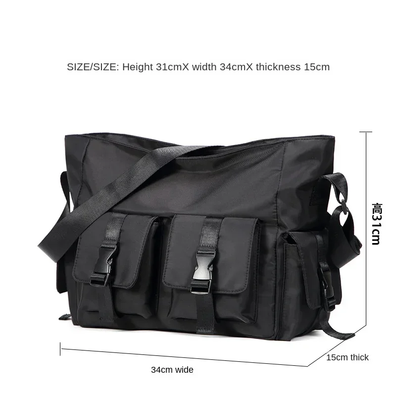 Sac messager étanche de grande capacité pour hommes, sac à bandoulière décontracté, sac d\'école pour adolescents, sacs de voyage noirs en plein air,