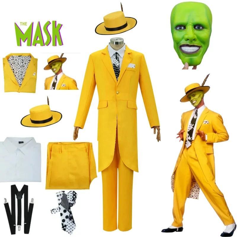 

Horror Clown JimCarry Movie Costume, JimCarry Mask Set, Man Modern Saint Jim Carrey Costume Halloween Costume Adult and Children