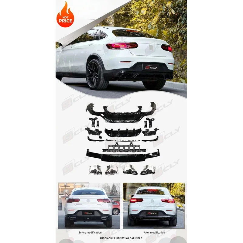 

CLY X253 Diffuser for GLC Class X253 Coupe Facelift GLC43 Rear Diffuser Rear Lip Tips Exhaust Pipes 2020+