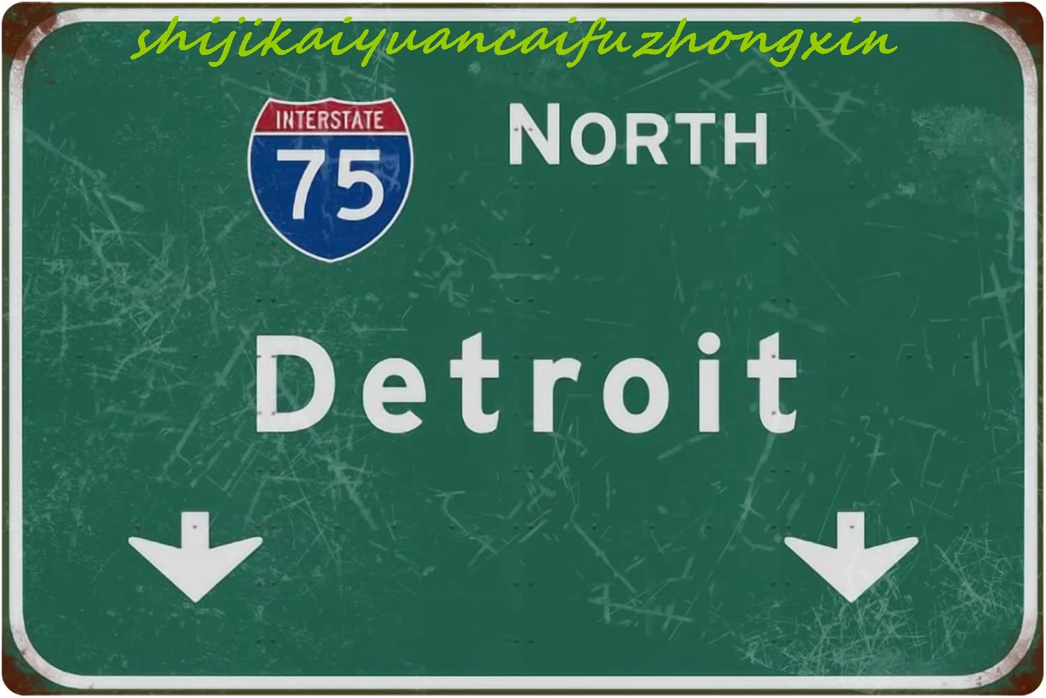 Tin Sign Vintage North Detroit Interstate 75 Road Sign Bar Club Home Highway Airport Direction Sign Wall Decor 8x12 Inches