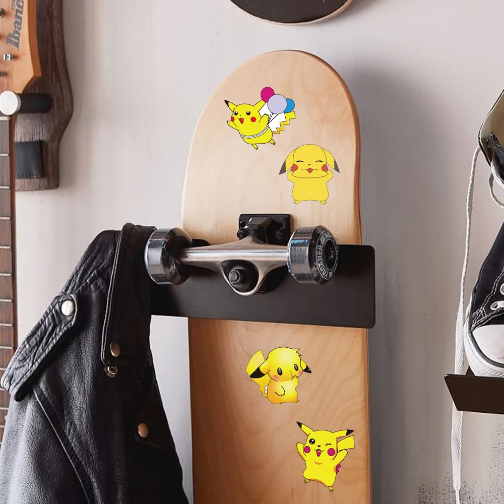 10/50/100 pçs pokemon pikachu adesivos bonito dos desenhos animados decalque para portátil telefone copo guitarra skate pvc adesivo à prova dwaterproof água brinquedos do miúdo