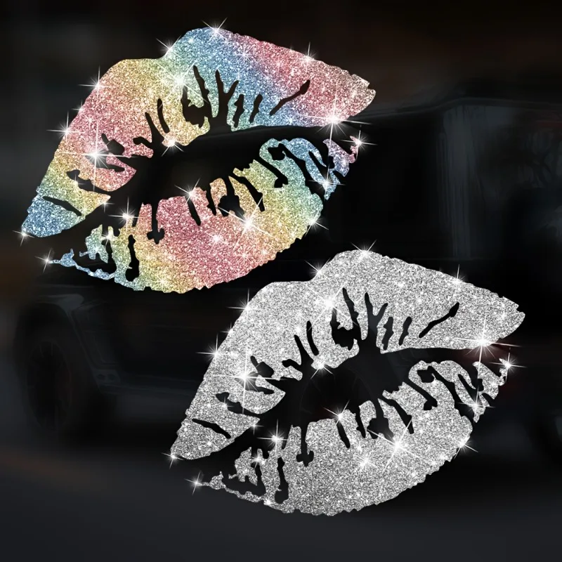 1PC Imitation Diamond Glitter Lip Motorcycle Sticker Waterproof for Moto Helmet Box Car Rear Window Electric Scooter Vinyl Decal