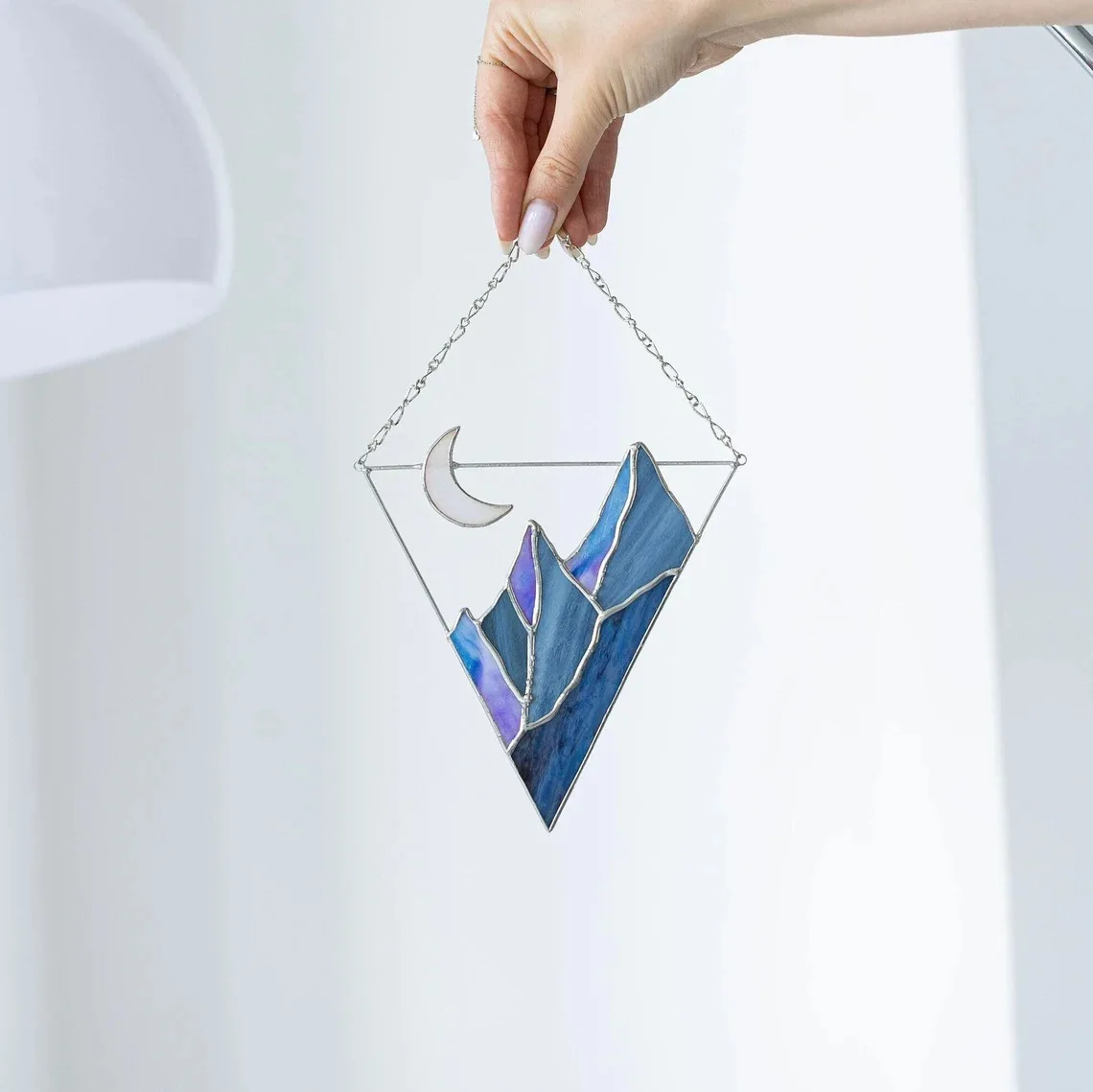 Stained Glass Sun Catcher Hill Landscape Home Decoration Window Moon Wall Hanging Holiday Gift Customization