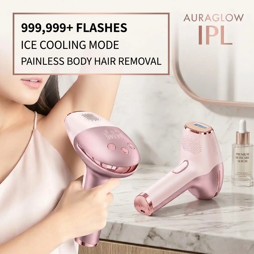 IPL Laser Hair Removal Device Ice Cooling Painless Epilator Women Permanent Depilador Double Flash Facial Body Bikini Trimmer